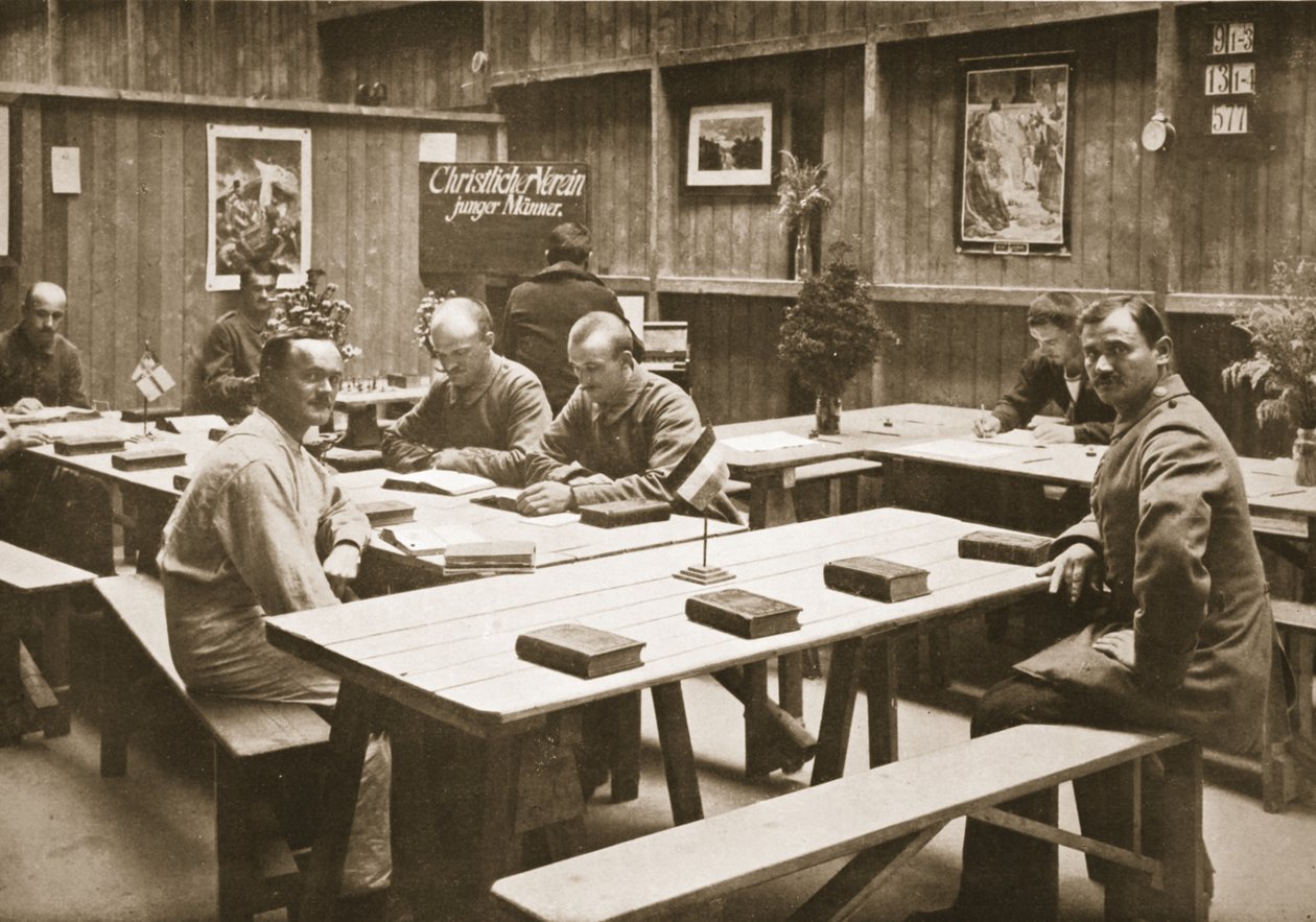 La Sala di Lettura, Handforth, illustrazione da Prigionieri tedeschi in Gran Bretagna da English Photographer