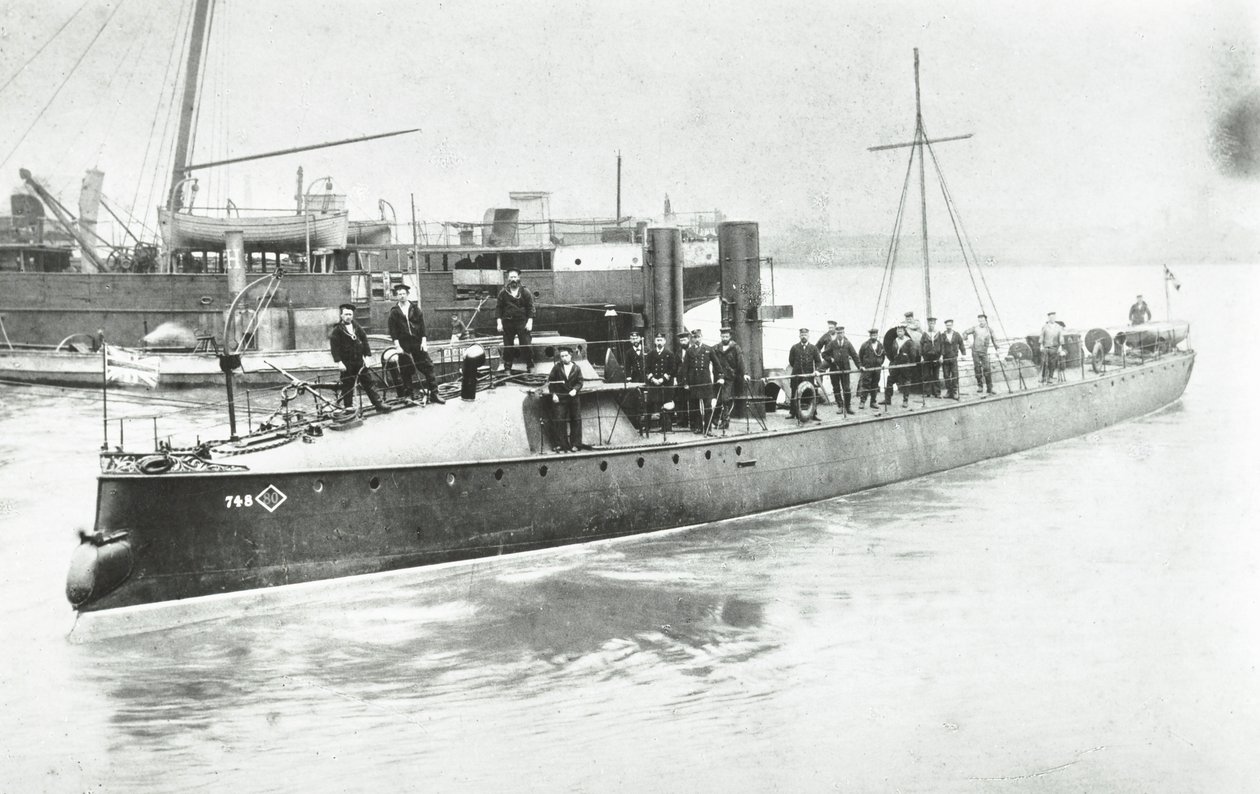 Cantieri navali Yarrow and Company, Isle of Dogs, torpediniera n. 80, Londra, 1887 da English Photographer