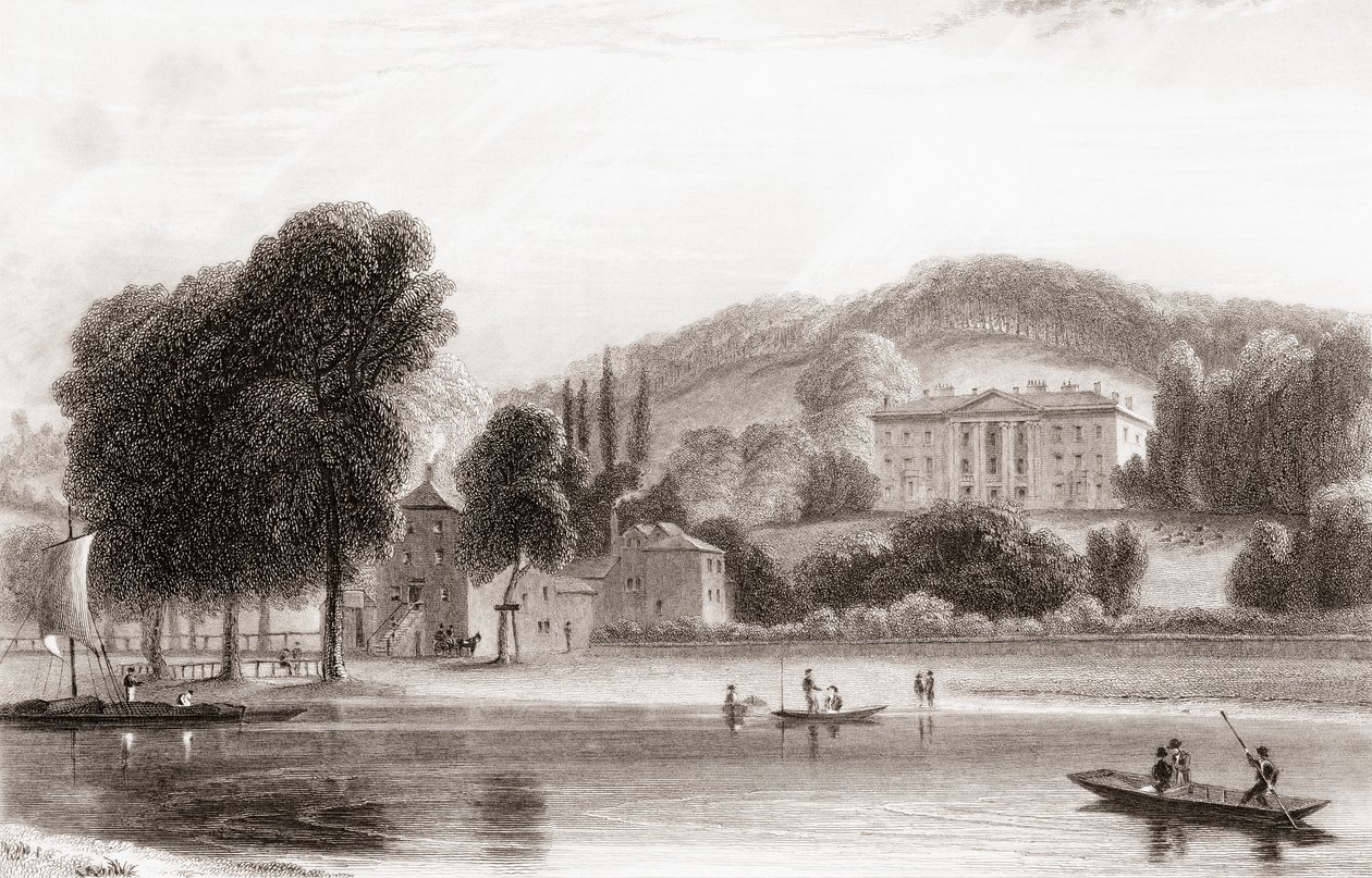 Veduta del XIX secolo di Beaumont Lodge, Old Windsor, Berkshire, Inghilterra. Venduto nel 1854 alla Società di Gesù e rinominato Beaumont College, una scuola pubblica gesuita. Da Churton