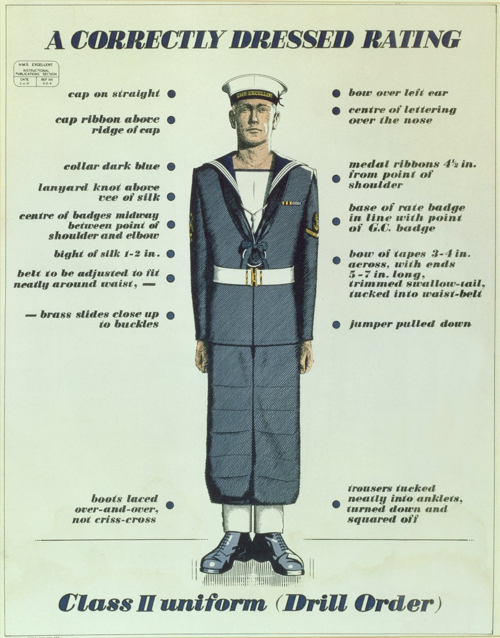 Un marinaio vestito correttamente, uniforme di Classe II (Ordine di esercitazione), 1957 da English School
