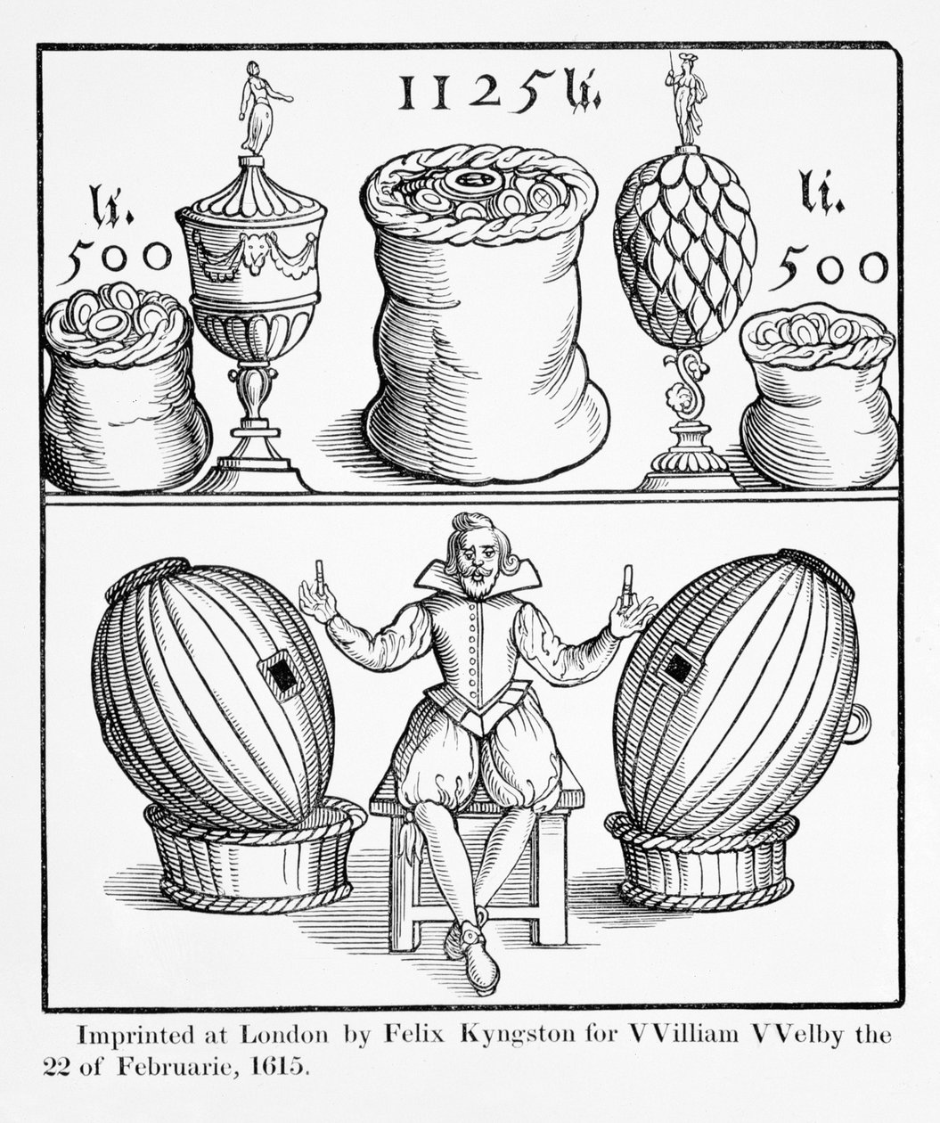 Dichiarazione che fissa la data del prossimo sorteggio della Grande Lotteria Permanente per la Virginia, stampata da Felix Kyngston per William Welby, Londra, 1615 da English School