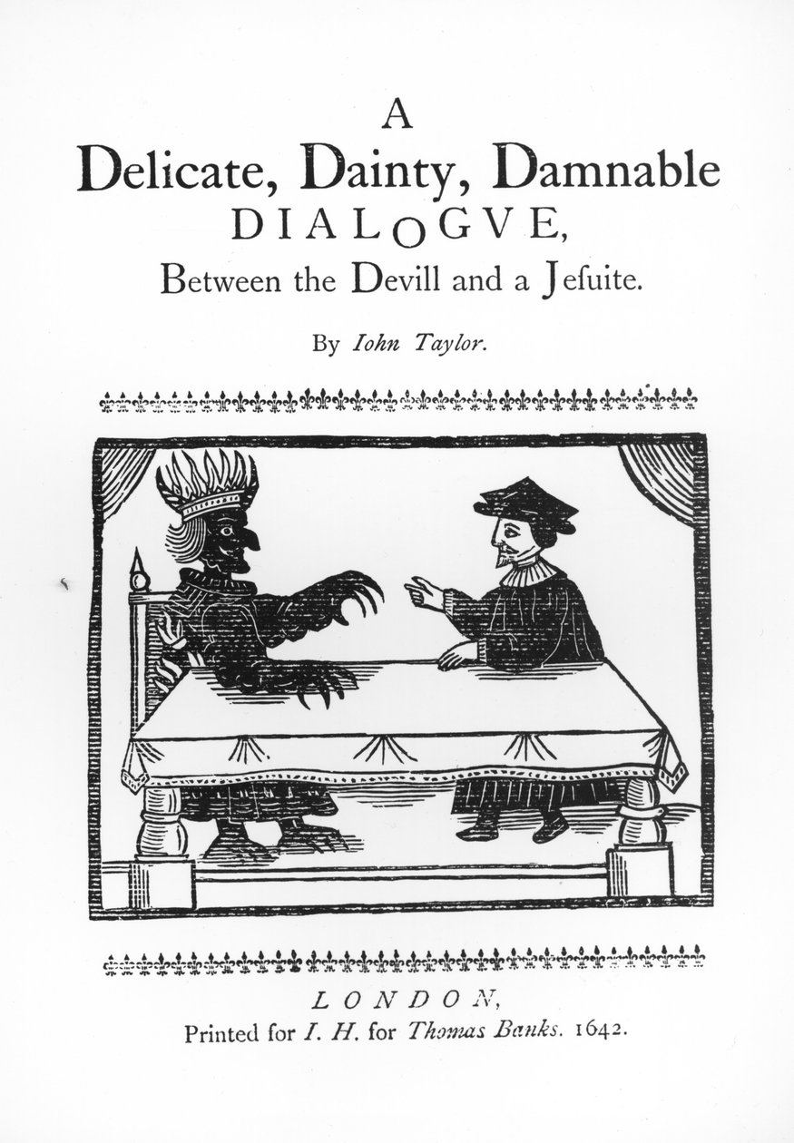 Un delicato dialogo dannato tra il diavolo e un gesuita, di John Taylor, 1642 da English School