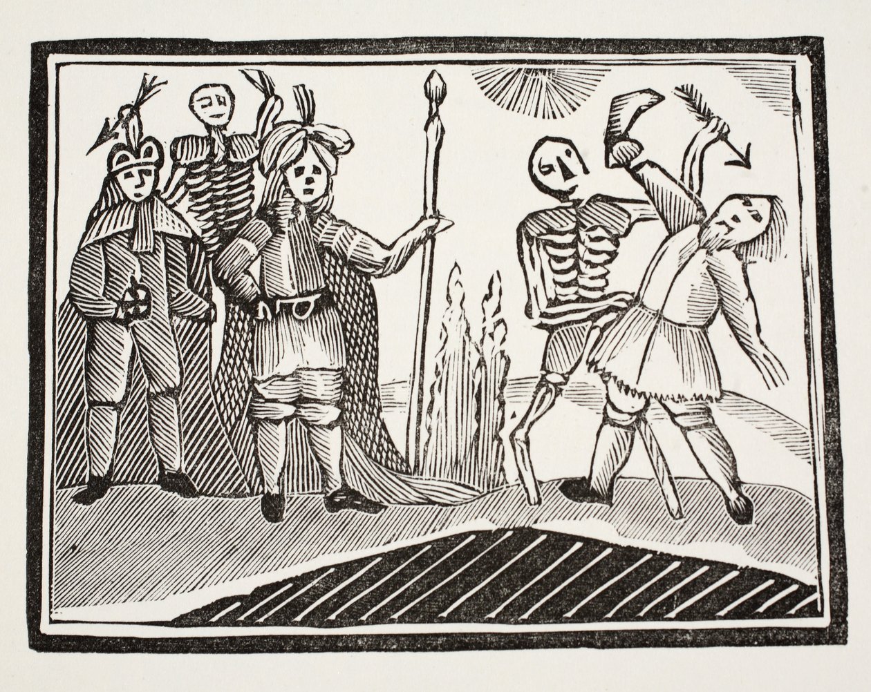 Un dialogo tra un cieco e la morte, illustrazione da Chap-books del XVIII secolo di John Ashton, pub. 1882 da English School