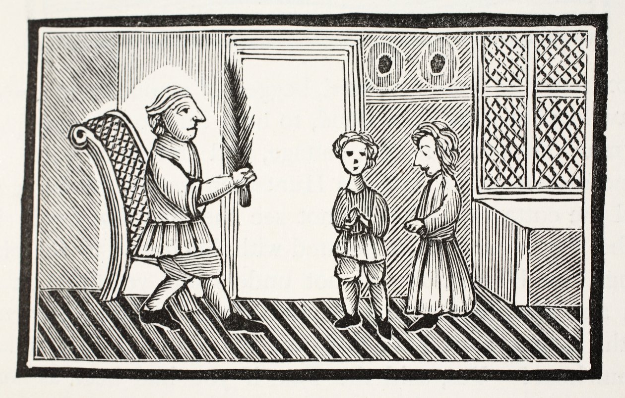 Un padre e i suoi figli, illustrazione da Chap-books del XVIII secolo di John Ashton, pub. 1882 da English School