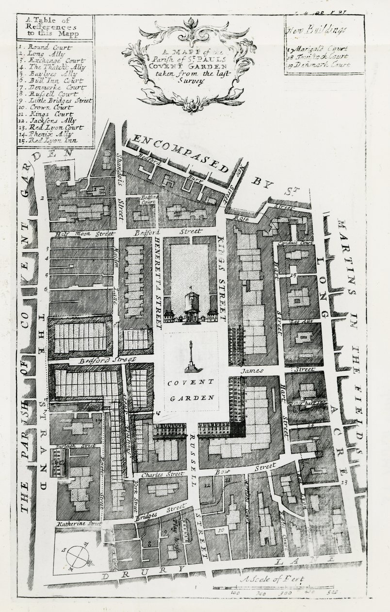 Mappa della Parrocchia di St Pauls Covent Garden presa dall