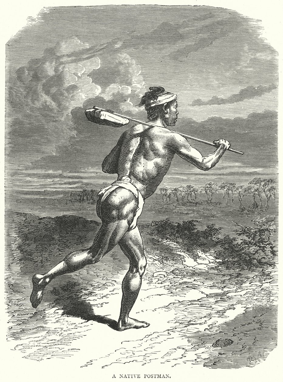 Un postino indigeno (incisione) da English School