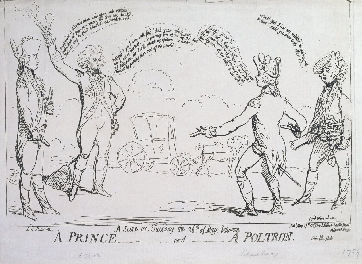 Un principe e un poltrone, pubblicato da J. Aitken nel 1789 da English School
