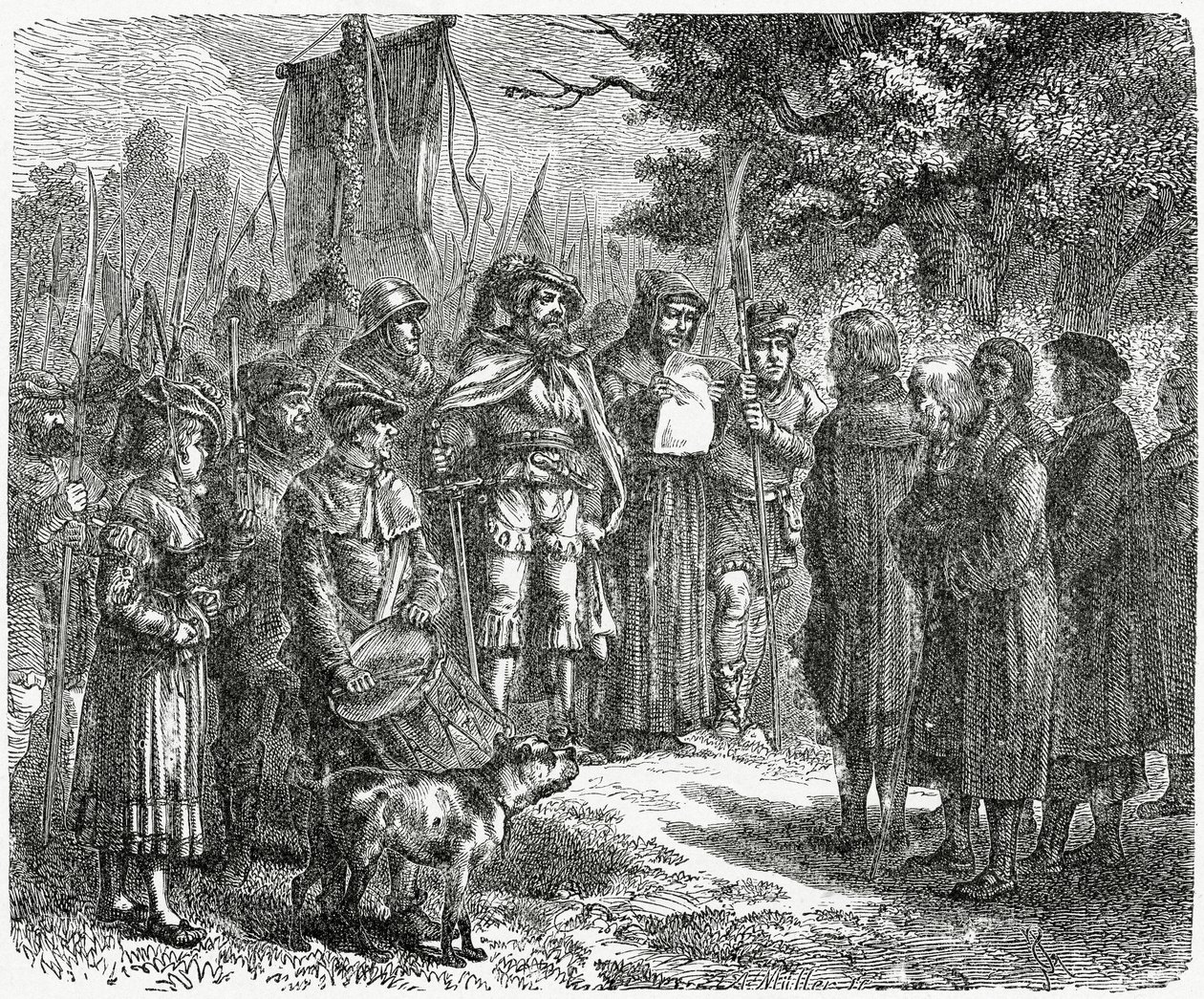 Un cavaliere rapinatore che esige tributi, 1882 da English School
