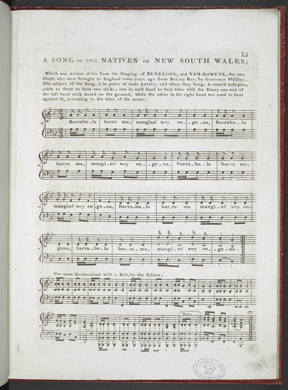 Una canzone dei nativi del Nuovo Galles del Sud, da 