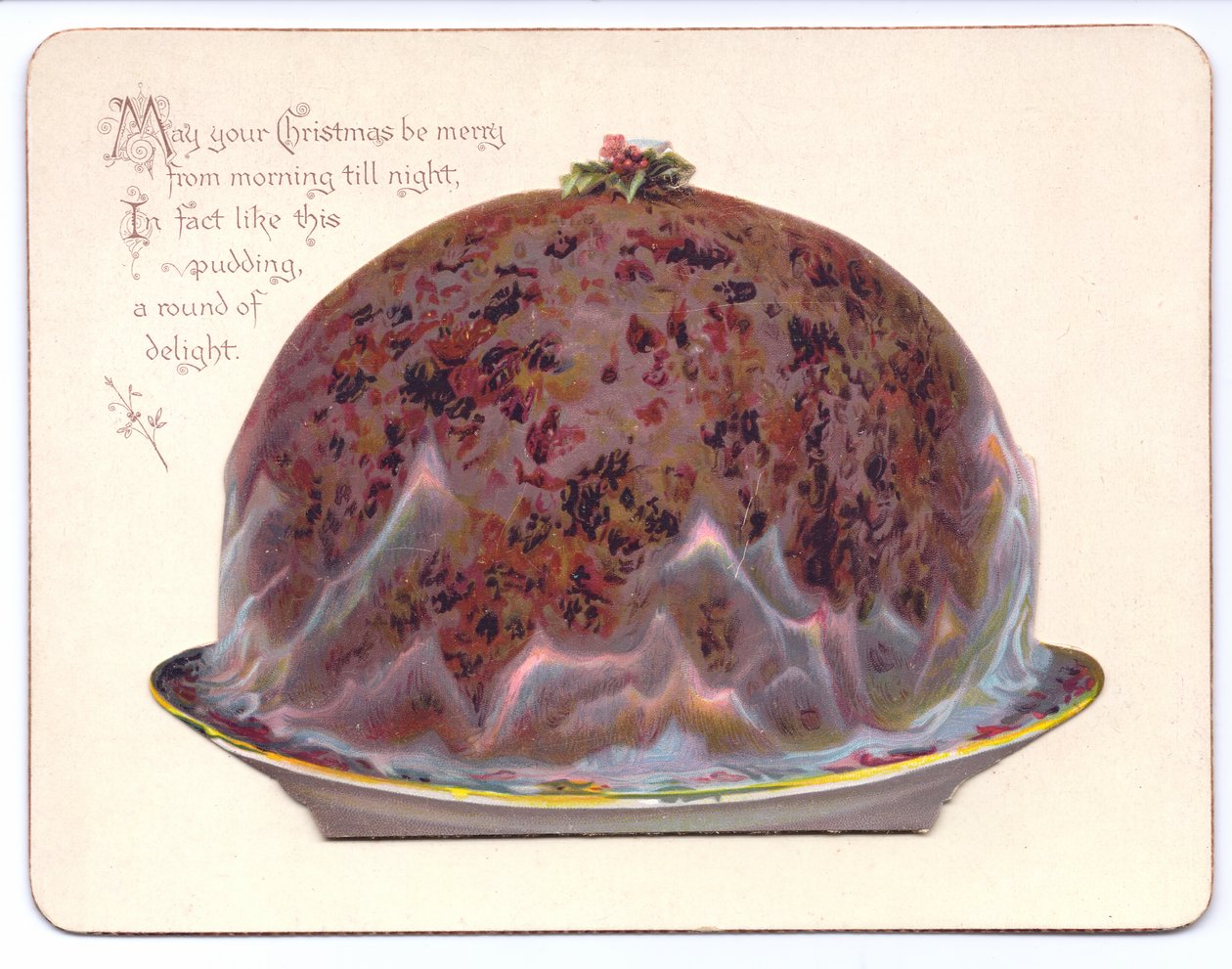 Cartolina di Capodanno vittoriana con una giovane donna in abiti da vedova, c.1880 da English School