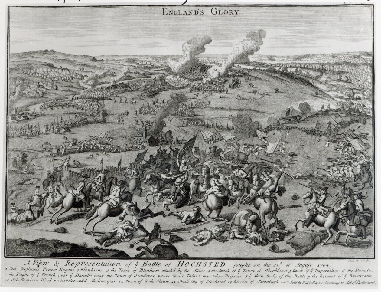 Veduta e Rappresentazione della Battaglia di Hochsted, 13 agosto 1704 da English School