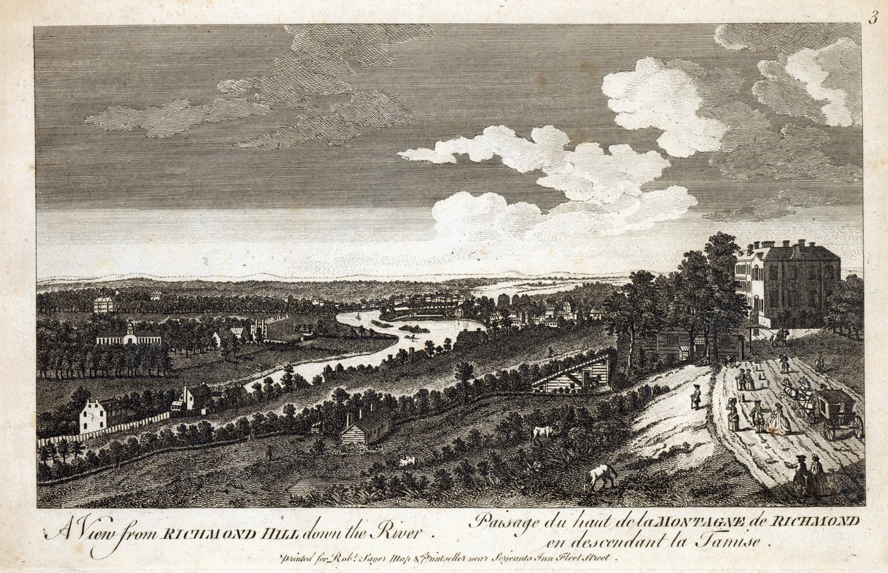 Una vista da Richmond Hill lungo il fiume, stampata per Robert Sayer Map e Printseller, Fleet Street da English School