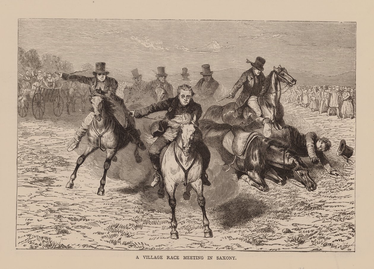 Una gara di paese in Sassonia (incisione) da English School