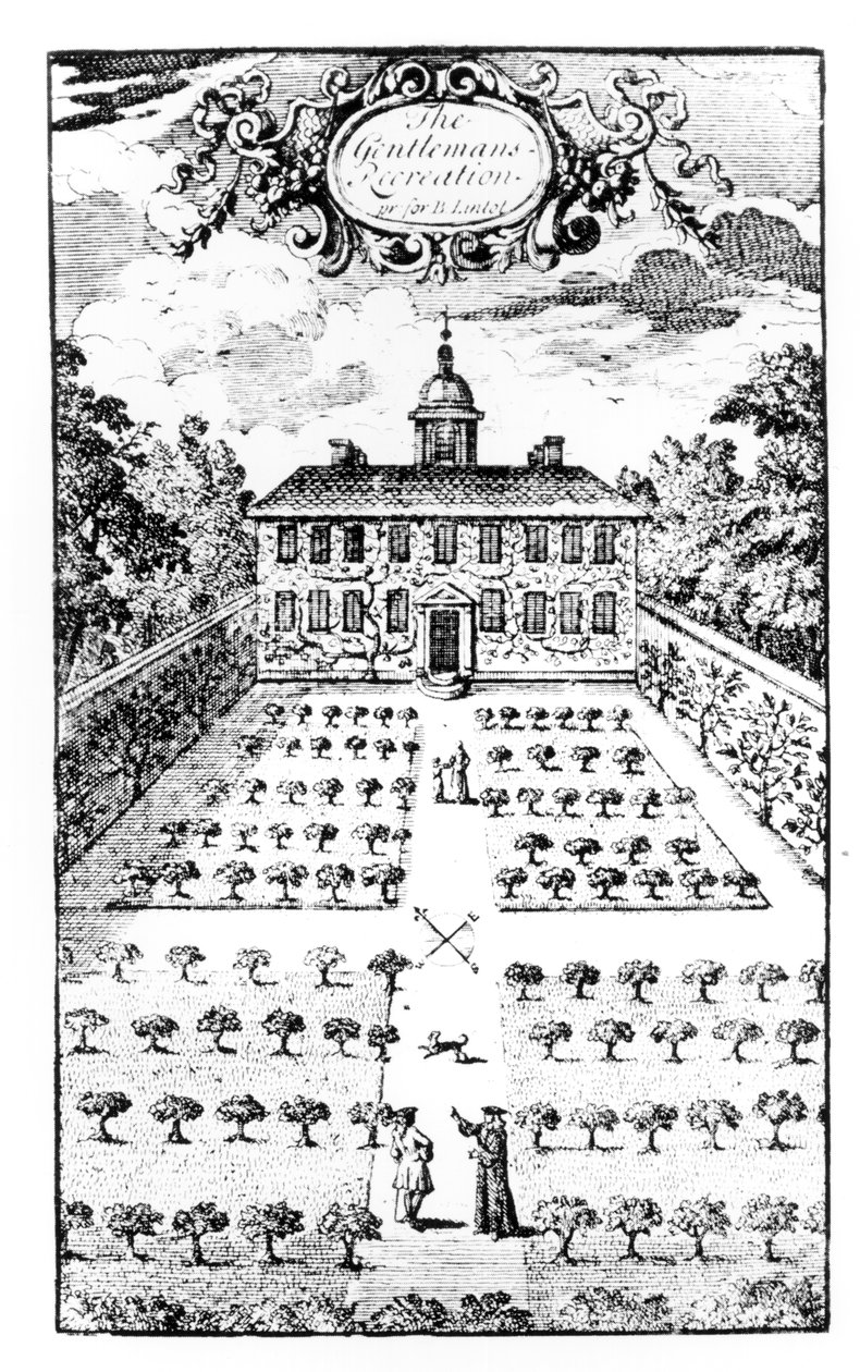 Giardino di una casa di campagna, da The Gentlemens Recreation, di John Lawrence, pubblicato 1716 da English School