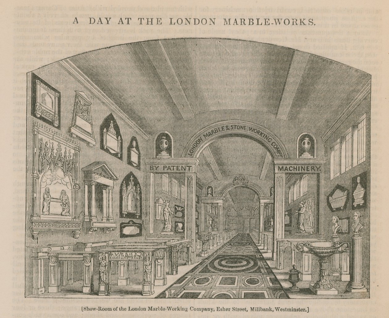 Una giornata al marmificio di Londra (incisione) da English School