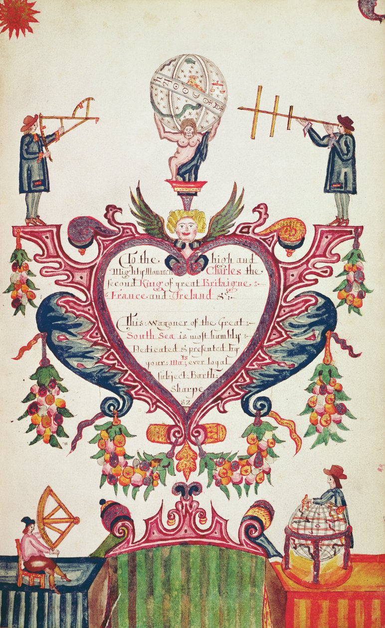 Un dono dedicato a Carlo II da Bartholomew Sharp, c.1681 da English School