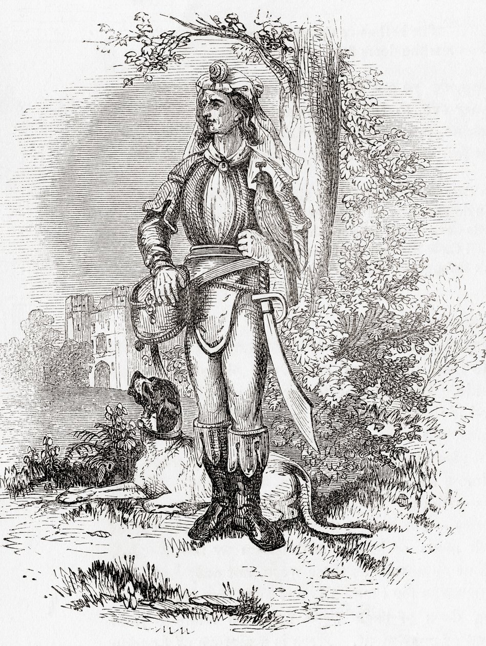Un grande falconiere, da Old England: A Pictorial Museum, pub. 1847 da English School