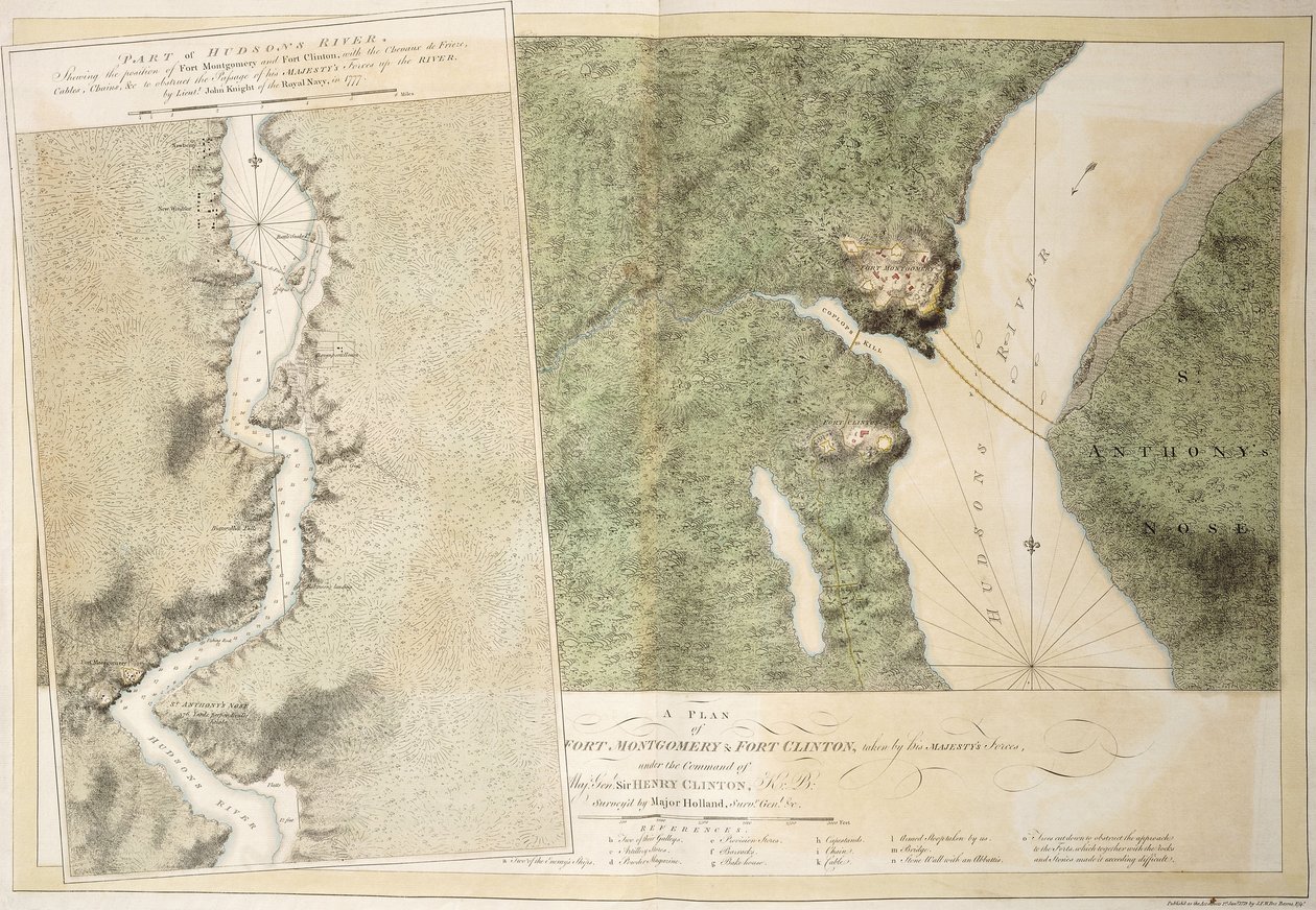 Piano di Fort Montgomery e Fort Clinton, 1774-1779 da English School