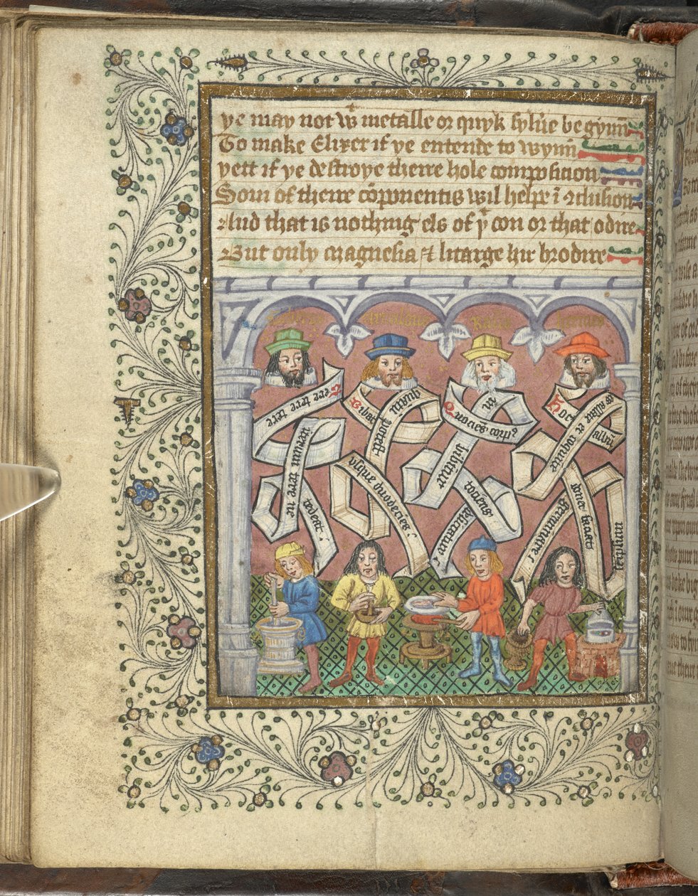 Gli alchimisti Geber, Arnold di Villanova, Rhasis e Hermes Trismegisto, da 