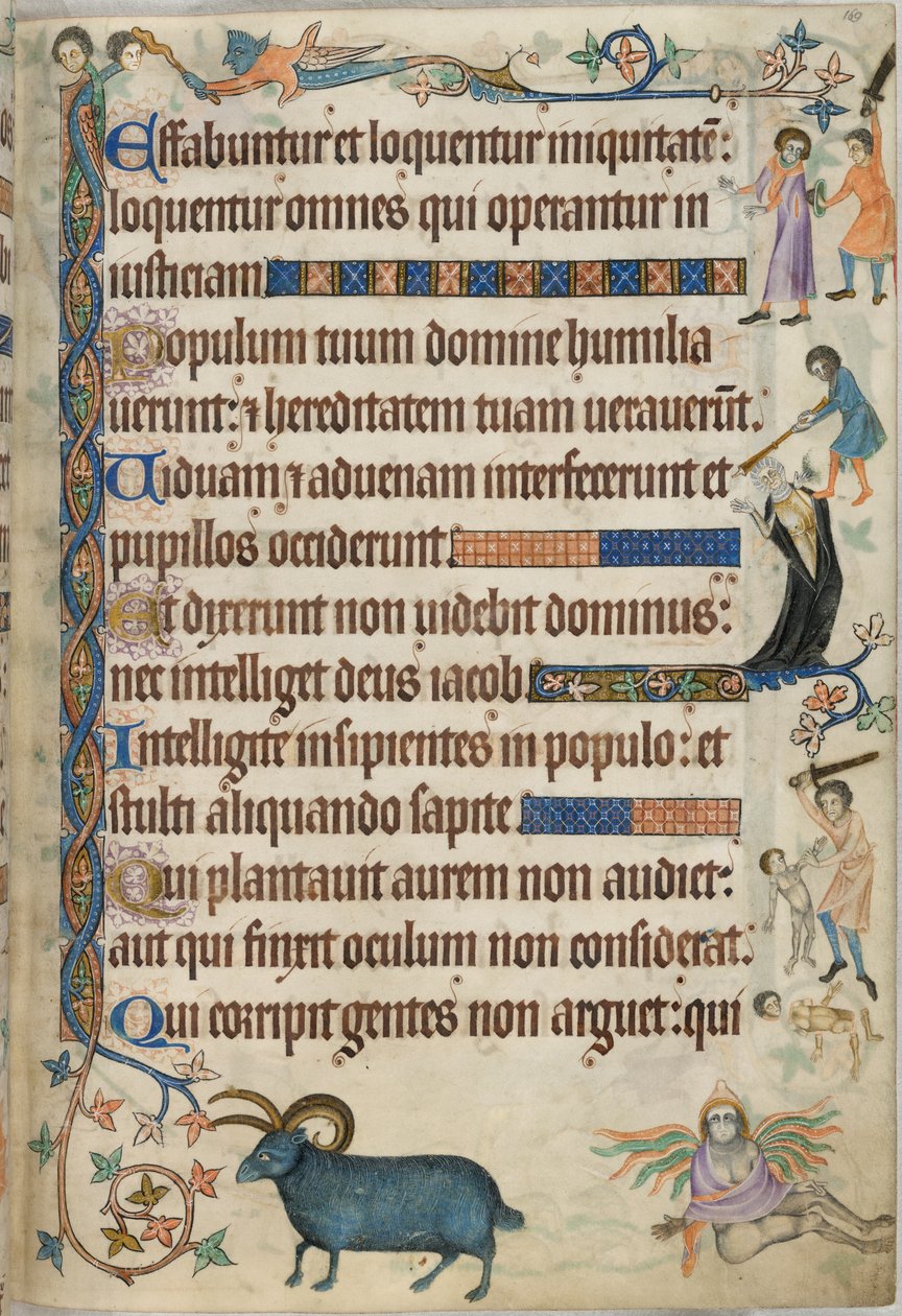 Add. 42130, f.169, Salmo 93, scene di omicidio, dal 