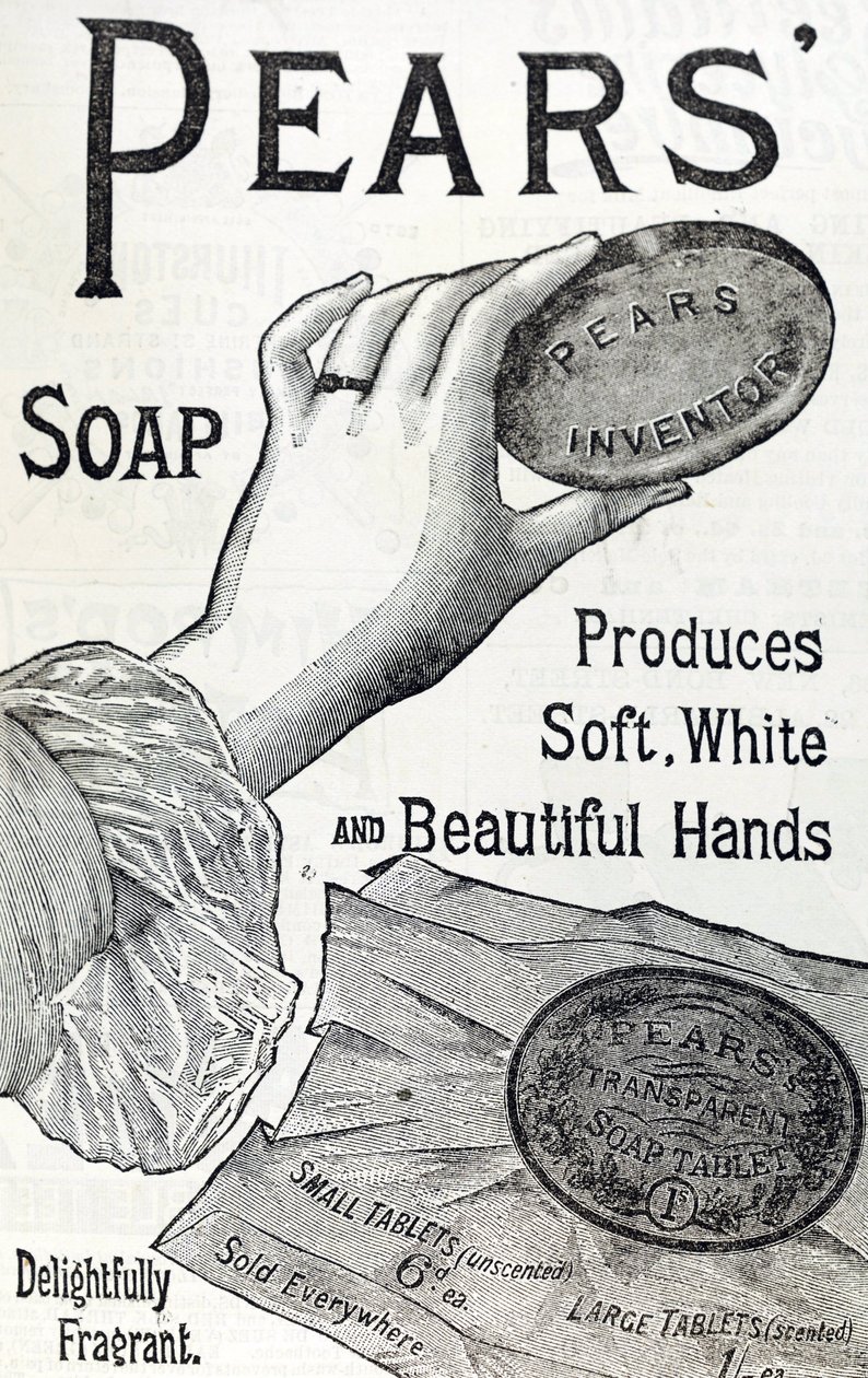 Pubblicità per il sapone Pears. 1887. Incisione da English School