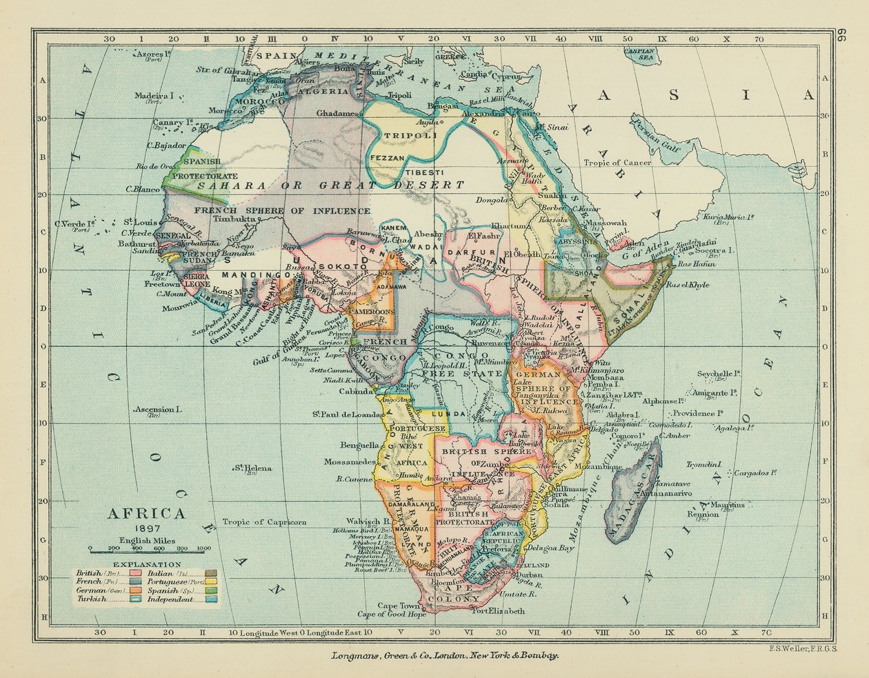Africa (litografia a colori) da English School