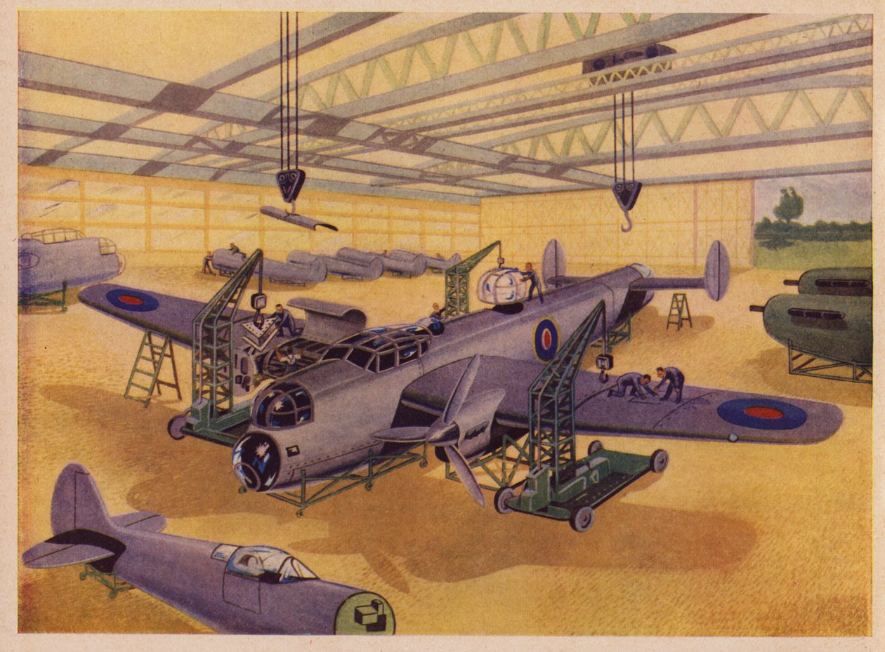 Fabbrica di aeromobili (litografia a colori) da English School