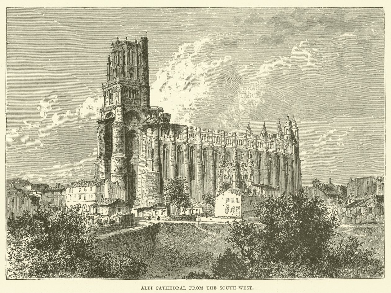 La cattedrale di Albi da sud-ovest (incisione) da English School