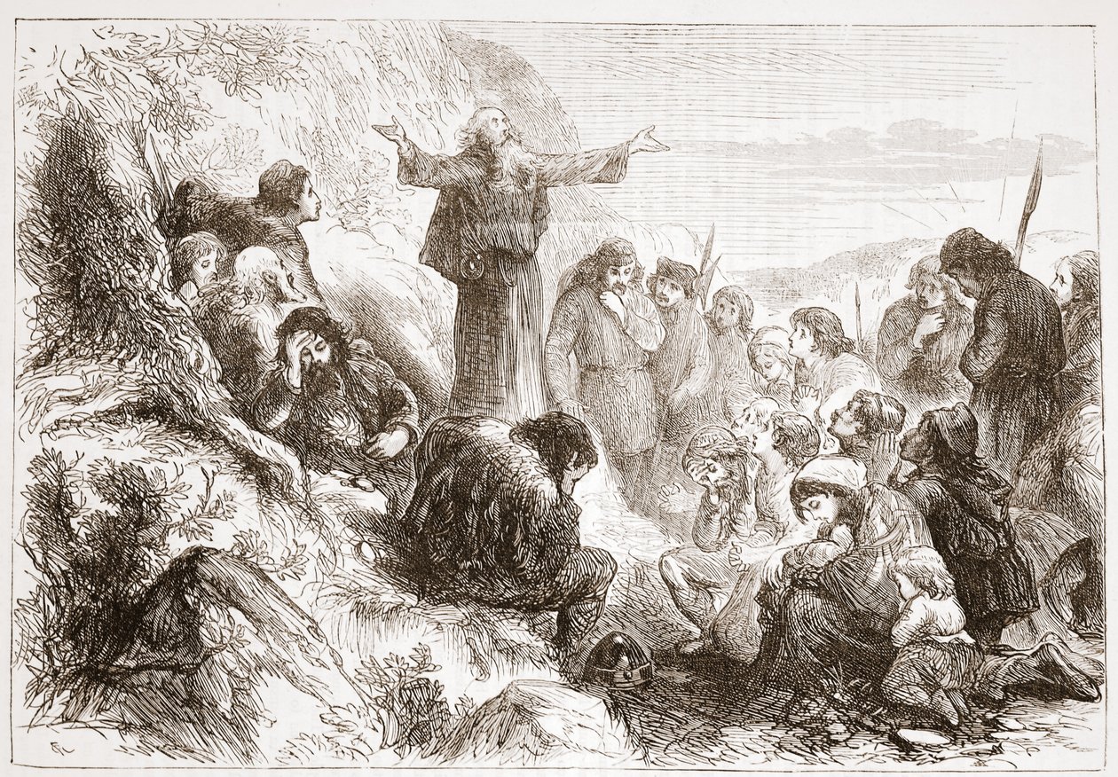 Adoratori albigesi sulle rive del Rodano, illustrazione da La storia del protestantesimo di James Aitken Wylie (1808-1890), pub. 1878 da English School