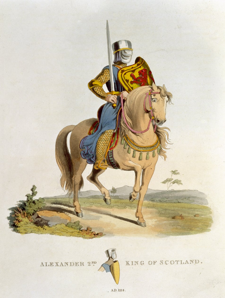Alessandro II, Re di Scozia, 1214, da Antiche Armature di Samuel Rush Meyrick, 1824 da English School
