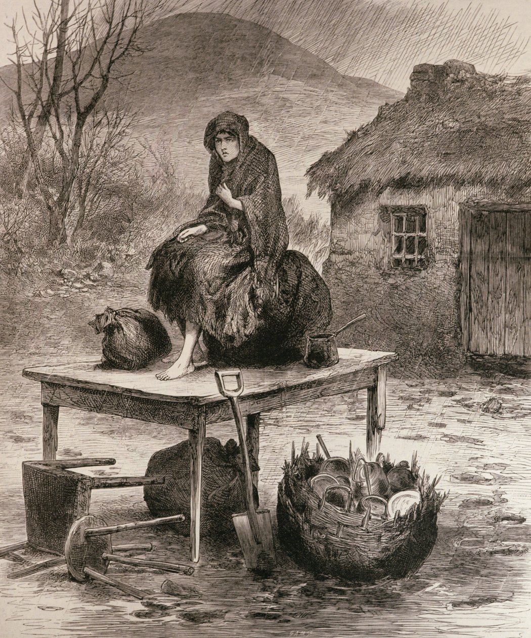 Tutto ciò che resta: scena di uno sfratto a Mayo, da uno schizzo di Claude Byrne, da 