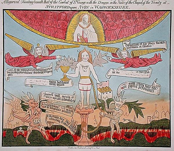 Dipinto allegorico sotto quello di San Giorgio con il Drago nella Navata della Cappella della Trinità, da 