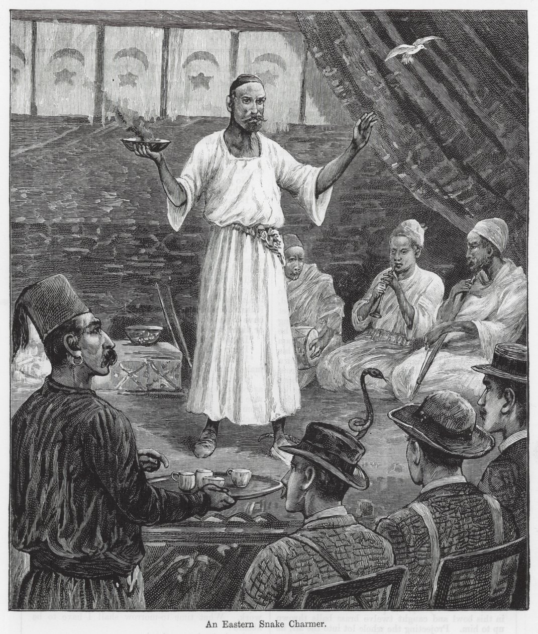 Un incantatore di serpenti orientale (incisione) da English School