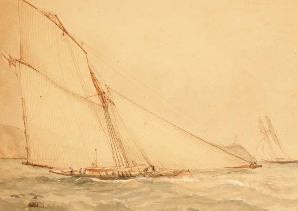 Un Cutter a Vela con Gaff di Otto Metri, The Royal Yacht Squadron, c.1860 da English School