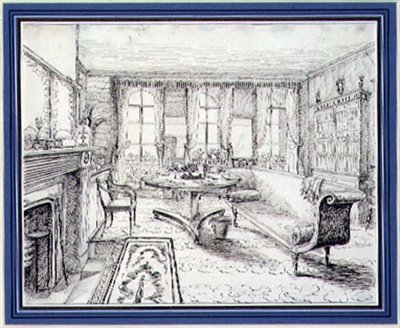 Interno di una casa di campagna in stile Regency inglese da English School