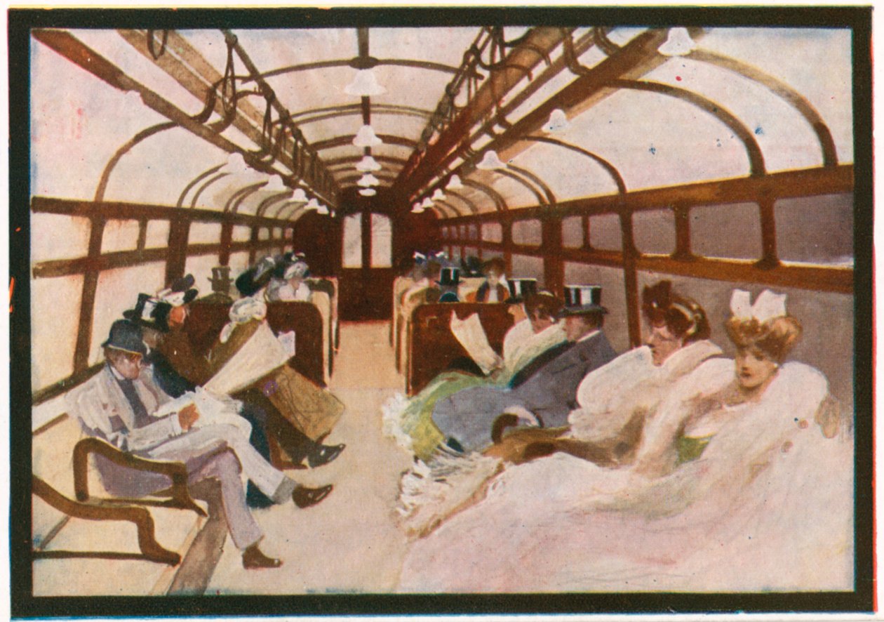 Una carrozza della metropolitana (litografia a colori) da English School