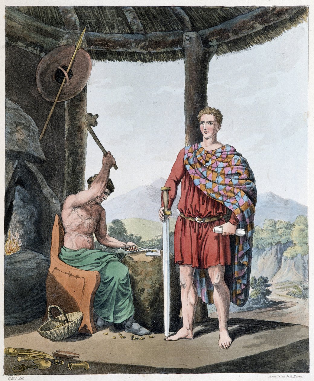 Antico fabbro e produttore di ferro - in "Celti e Goti, costumi degli abitanti delle Isole Britanniche del primo VI secolo e delle nazioni gotiche della costa occidentale del Baltico", di S.R. Meyrick e Ch. Smith da English School