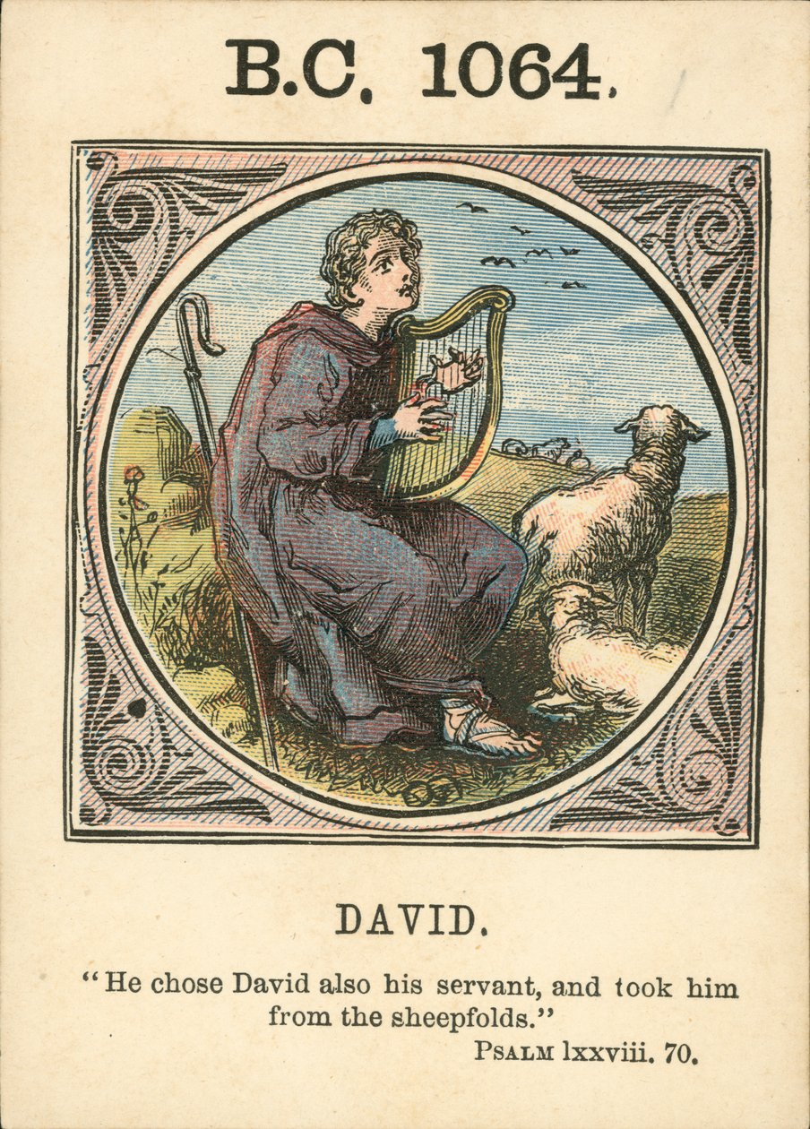 Anno Mundi: BC 1064, David (litografia a colori) da English School