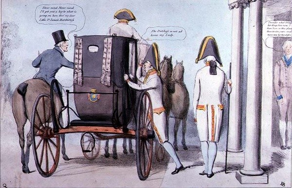 Anticipazione o la visita della Regina Sarah a Bushy, pub. 1830 da English School