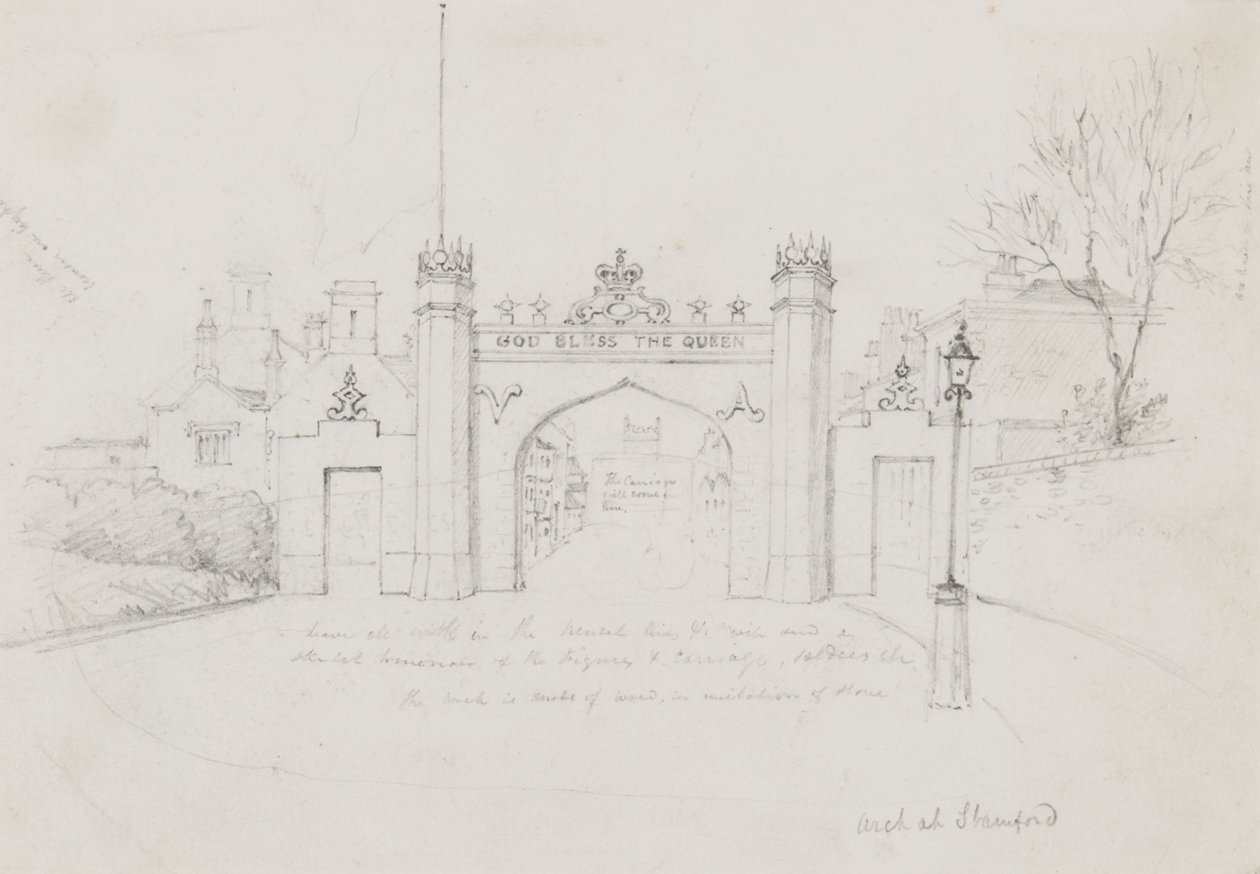 Arco a Stamford, eretto per accogliere la regina Vittoria e il principe Alberto in viaggio verso Burghley House da English School