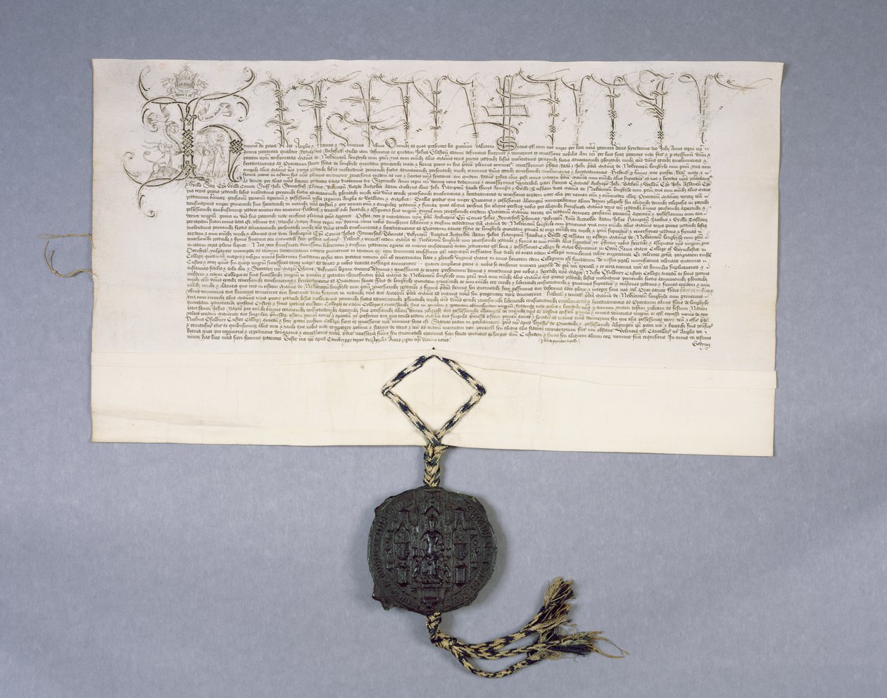 Archivio 11980: Carta che registra la concessione del re Enrico VI al New College di Oxford delle proprietà di Newton Longville, 1441 da English School