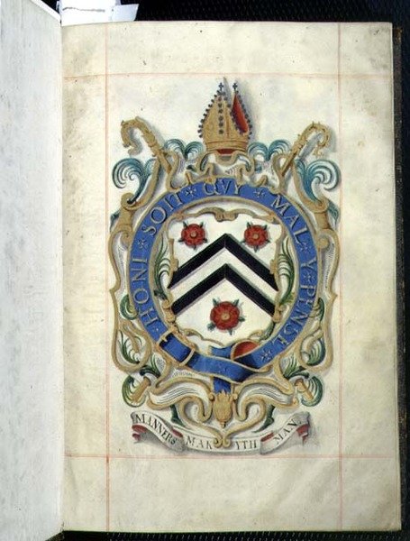 Archivio 3693 fol.1 Stemma da un libro di beneficenza del New College, Oxford da English School