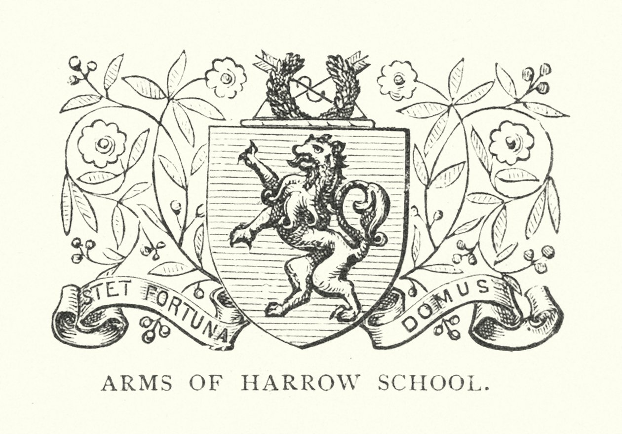 Stemma della scuola di Harrow (incisione) da English School