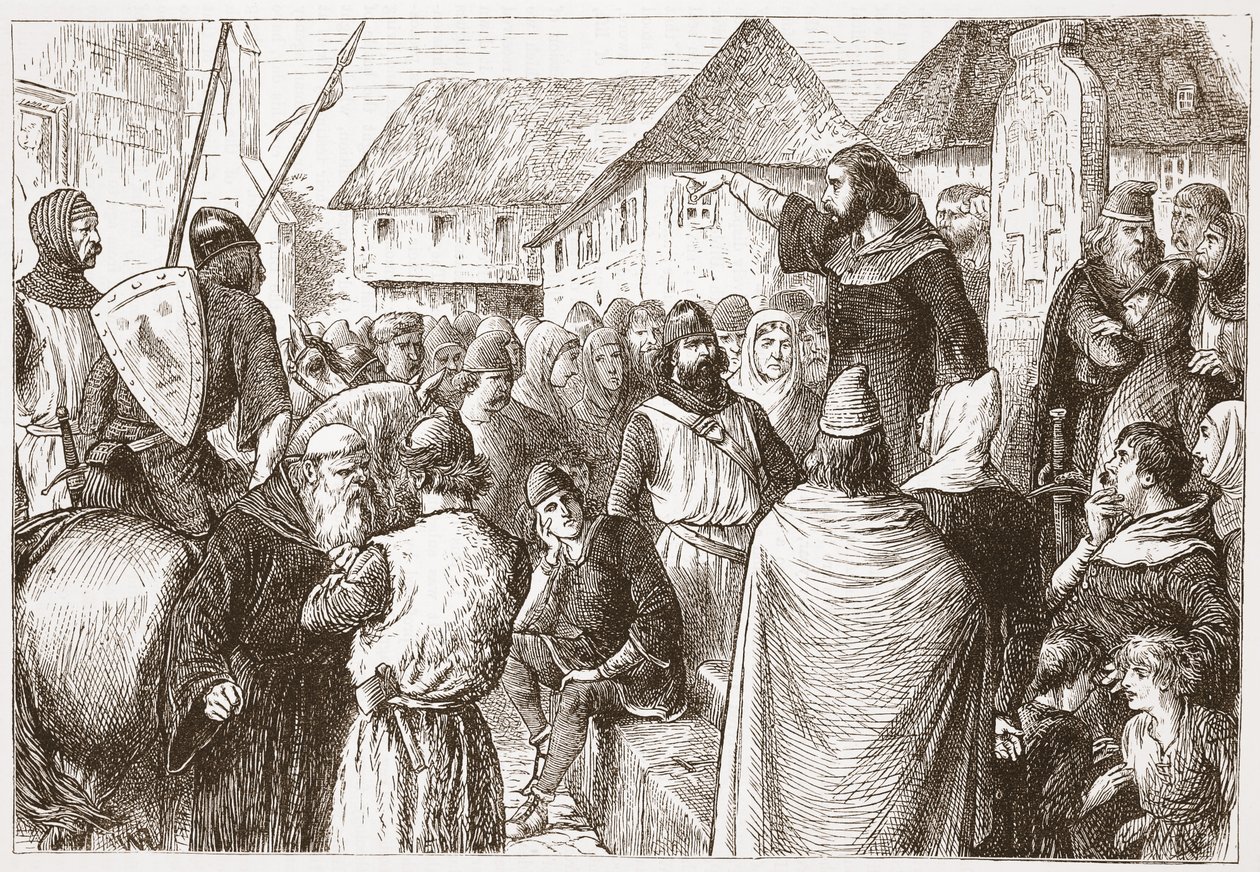 Arnoldo da Brescia predica, illustrazione da La storia del protestantesimo di James Aitken Wylie (1808-1890), pub. 1878 da English School