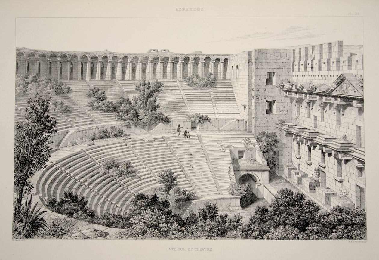 Aspendu - Interno del Teatro, da The Principal Ruins of Asia Minor, pub. 1863 da English School