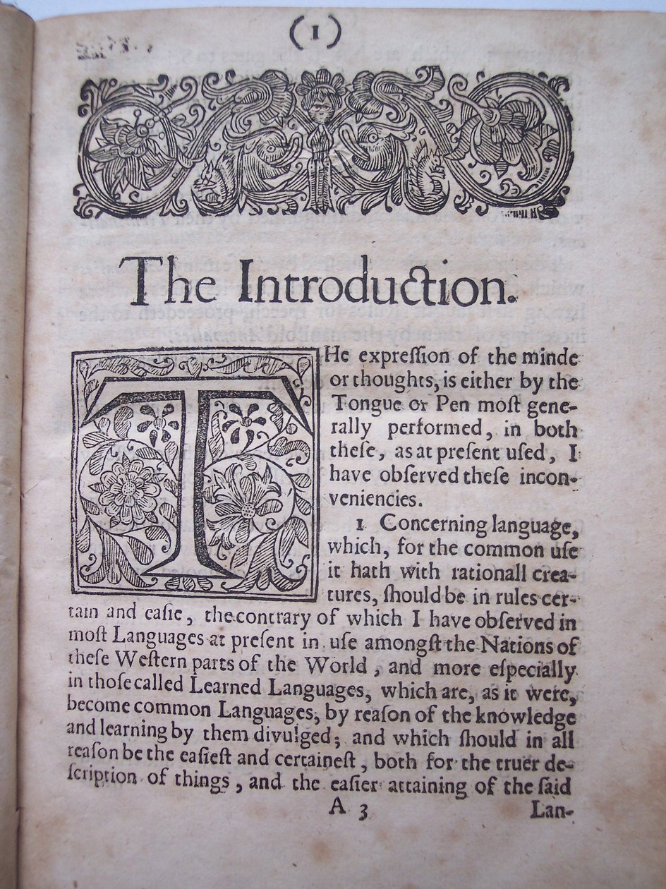 Introduzione da The ground-work, or foundation laid, (or so intended) for the framing of a new perfect language: and an universal or commonwriting di Francis Lodowyck, pubblicato a Londra da English School