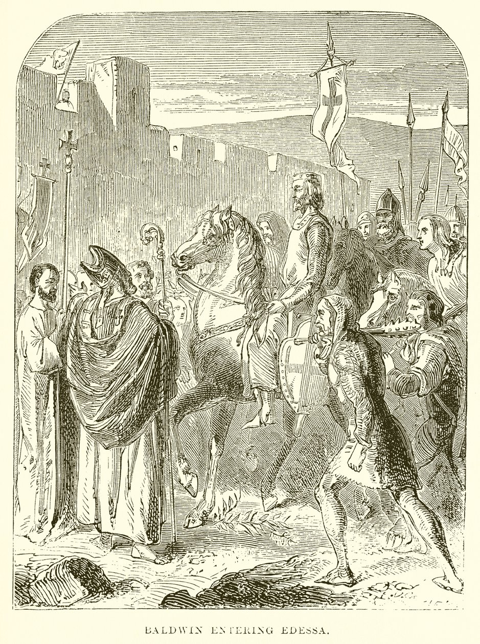 Baldovino che entra a Edessa (incisione) da English School