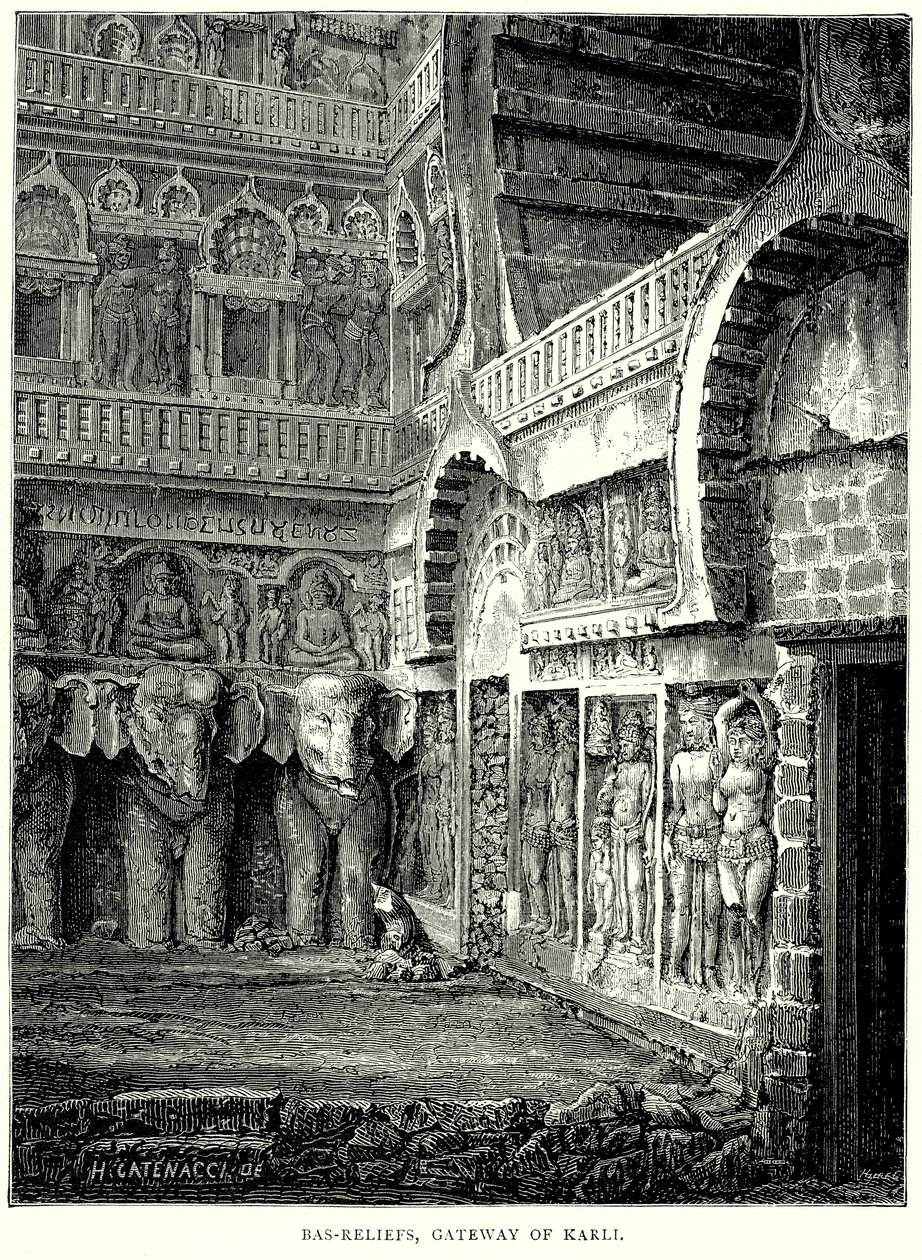 Bas-Reliefs, Porta di Karli (incisione) da English School