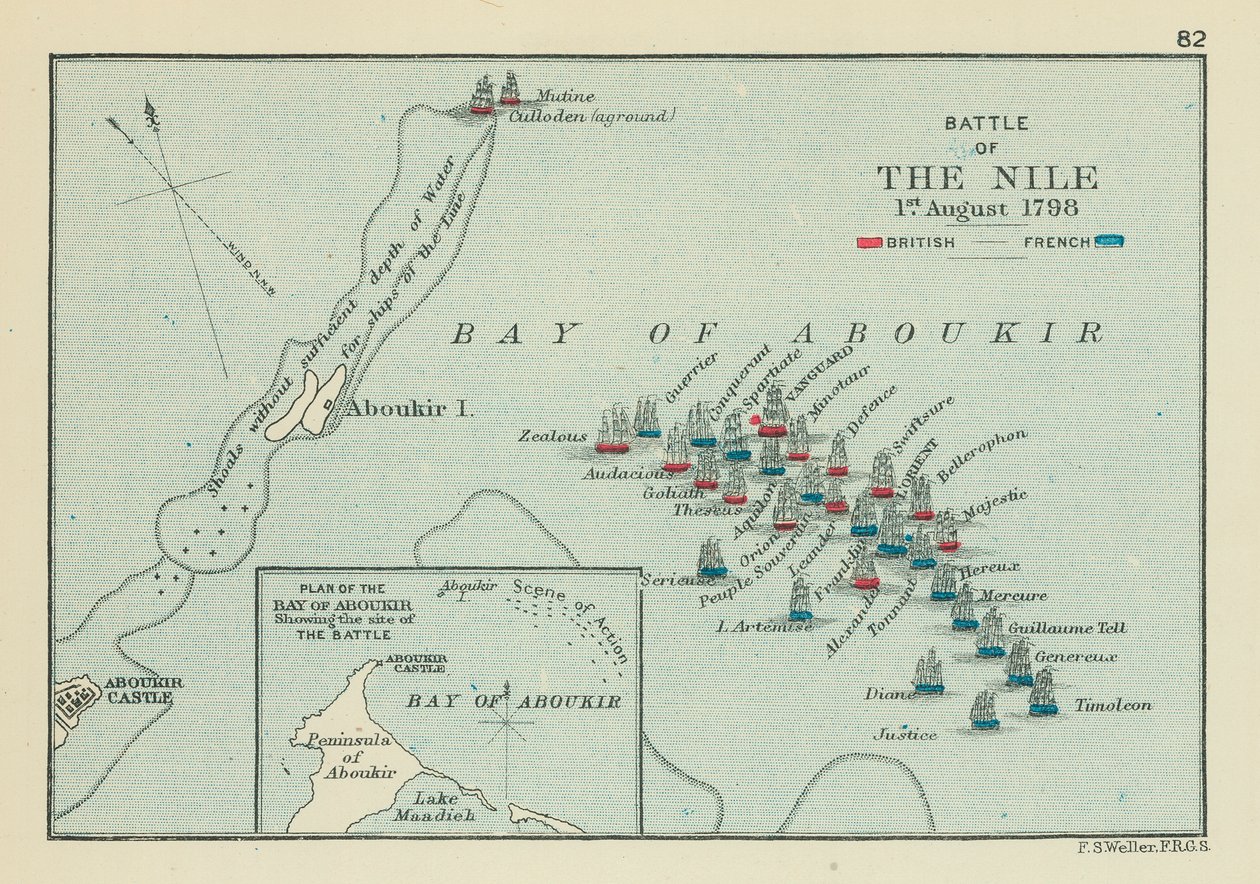 Battaglia del Nilo (litografia a colori) da English School