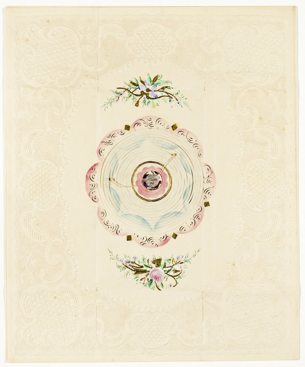 Sii tuo, c.1830 (stampa a colori valentino con bordo di pizzo) da English School